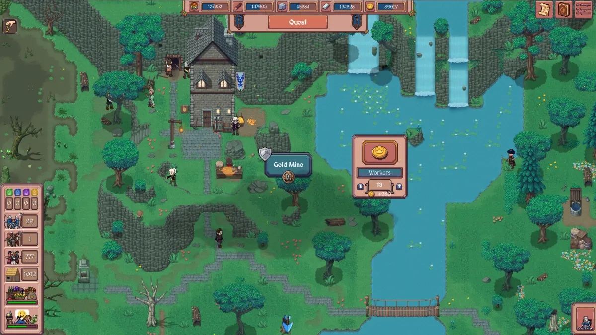 A river and waterfall district in Hearth and Hamlet